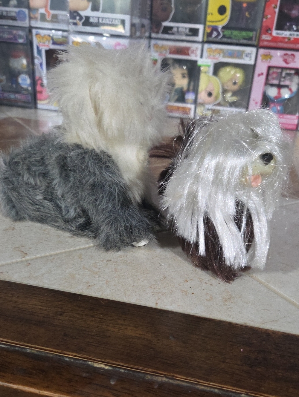 Plush Small Pet Dolls - White, Gray and Brown Faux Fur